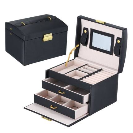 Portable PU Leather Jewelry Box - Compact Storage for Earrings & Rings - Clovercharm