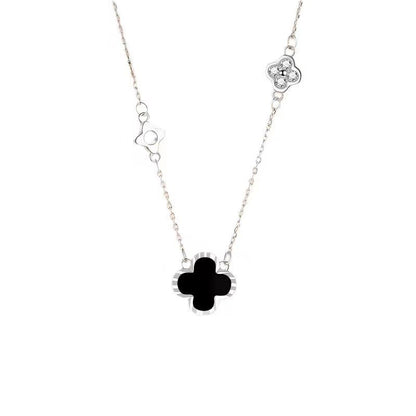 Sterling Silver Four-Leaf Clover Necklace with Cubic Zirconia - Clovercharm