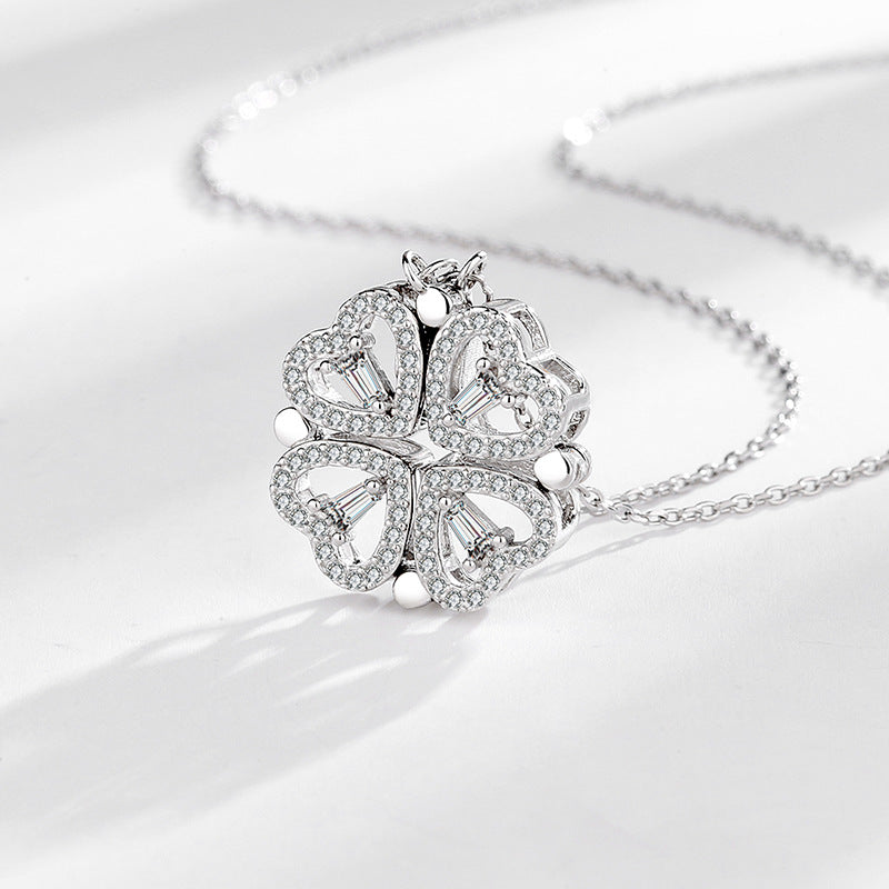 S925 Sterling Silver Four-Leaf Clover Necklace – Elegant Pendant with Adjustable Chain - Clovercharm