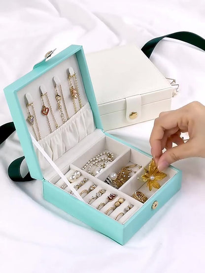 Single-Layer PU Simple Jewelry Storage Box - Creative Portable Organizer - Clovercharm