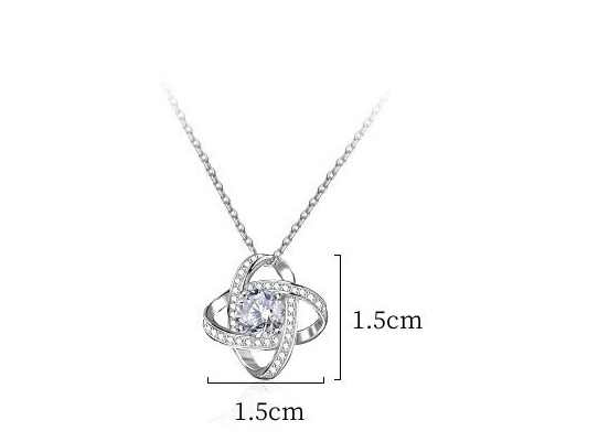 S925 Sterling Silver Clover Necklace Full Zirconia Pendant - Clovercharm