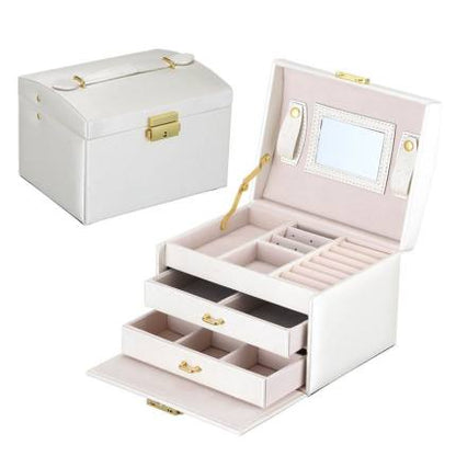 Portable PU Leather Jewelry Box - Compact Storage for Earrings & Rings - Clovercharm