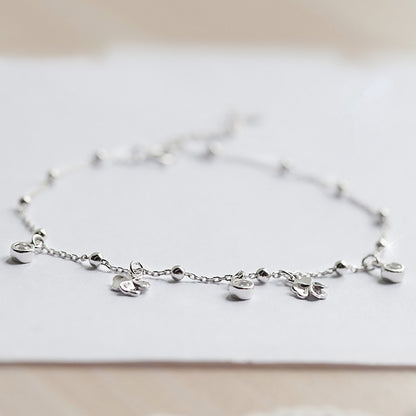 925 Sterling Silver Four-Leaf Clover Anklet – Elegant Korean Style Diamond Inlay Women's Jewelry - Clovercharm